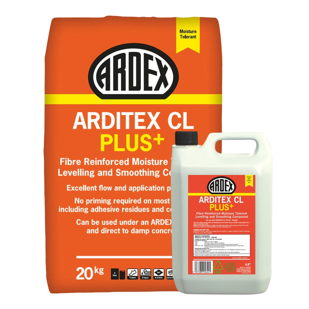 Ardex Arditex CL Plus+ Fibre Reinforced Moisture Tolerant Levelling and Smoothing Compound - FULL PALLET 40 X 20kg Bags and 40 X 4.8kg Bottles