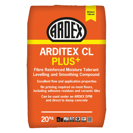 Ardex Arditex CL Plus+ Fibre Reinforced Moisture Tolerant Levelling and Smoothing Compound - FULL PALLET 40 X 20kg Bags and 40 X 4.8kg Bottles