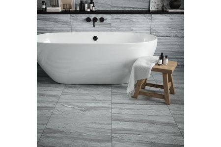 Ledston Grey Matt Porcelain Wall & Floor Tile 600mm X 600mm X 9.5mm - Pack Of 3 - Covers 1.08m2