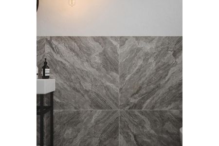 Ava Grey Polished Glazed Porcelain Wall & Floor Tile 600mm X 600mm X 9mm - Pack Of 3 - Covers 1.08m2