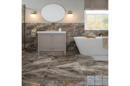 Kent Slate Grey Polished Glazed Porcelain Wall & Floor Tile 600mm X 600mm X 9mm - Pack Of 3 - Covers 1.08m2