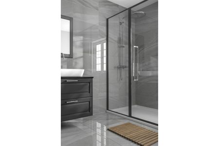 Delilah Dark Grey Polished Glazed Porcelain Wall And Floor Tile 300mm X 600mm X 9.5mm - Pack Of 6 - Covers 1.08m2