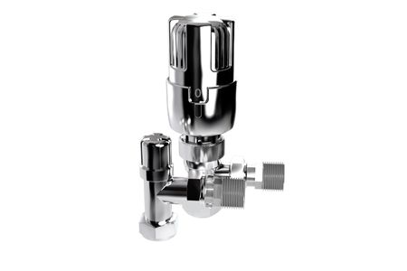 Plumbright 15mm Angled TRV + Lockshield Chrome Head