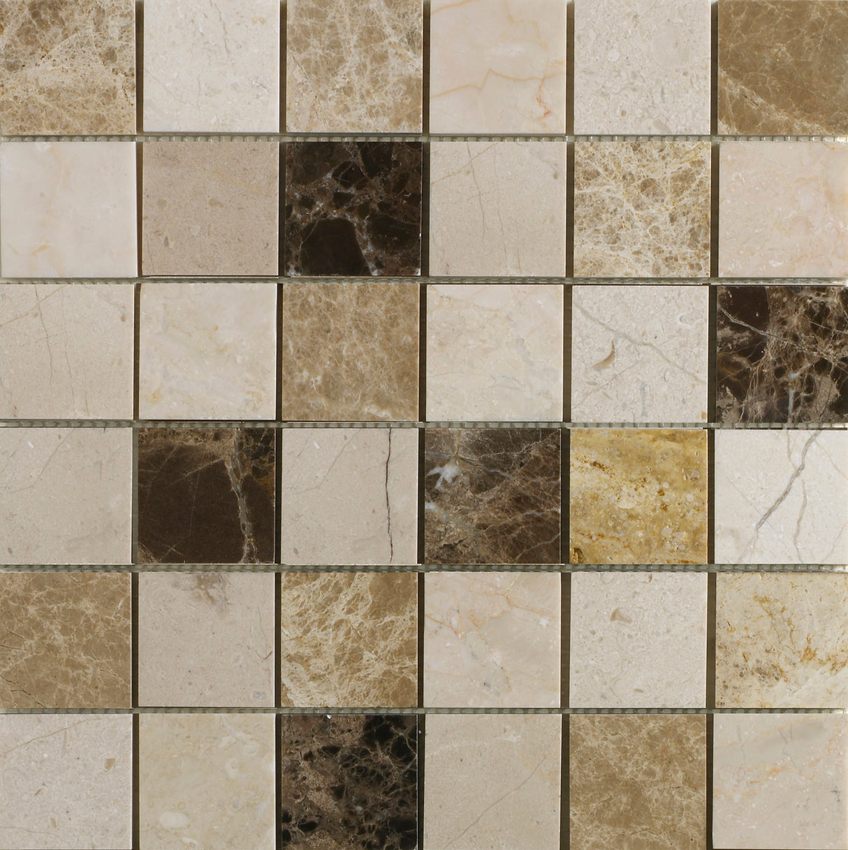 Emperador Mix Marble Mosaic Tile - 305mm x 305mm x 10mm (Covers 0.09m2)