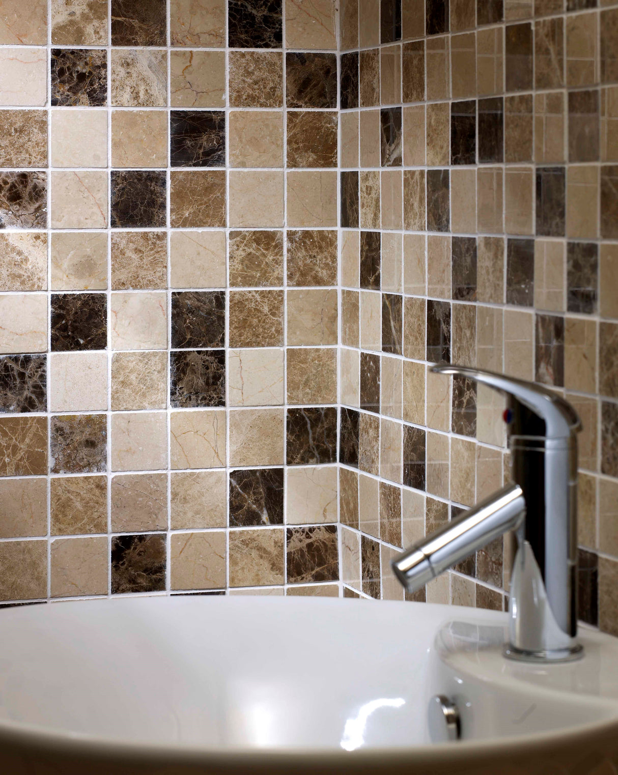 Emperador Mix Marble Mosaic Tile - 305mm x 305mm x 10mm (Covers 0.09m2)