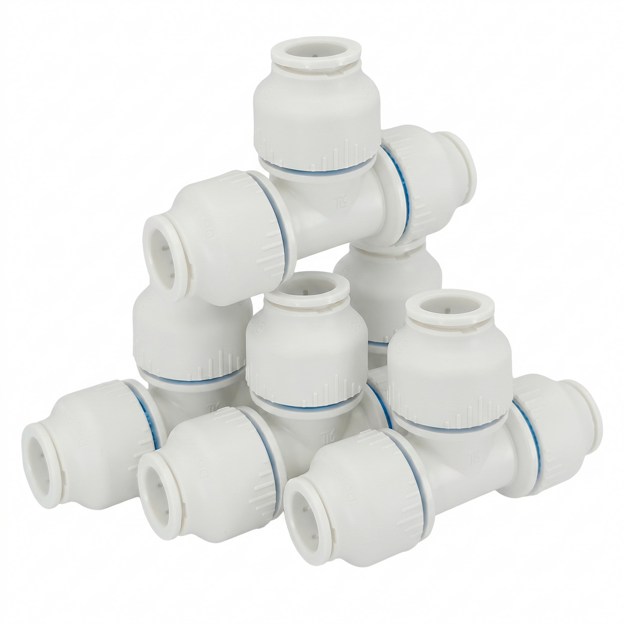 Plumbright White Plastic Push-Fit 15mm Equal Tee 5 Pack