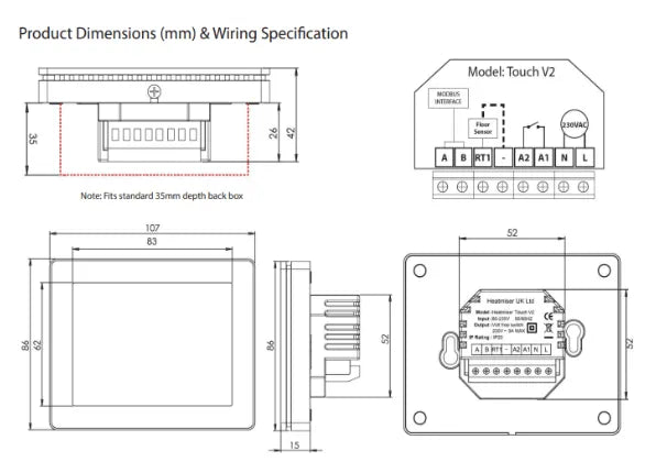 Heatmiser Touch-W Programmable Touchscreen Thermostat