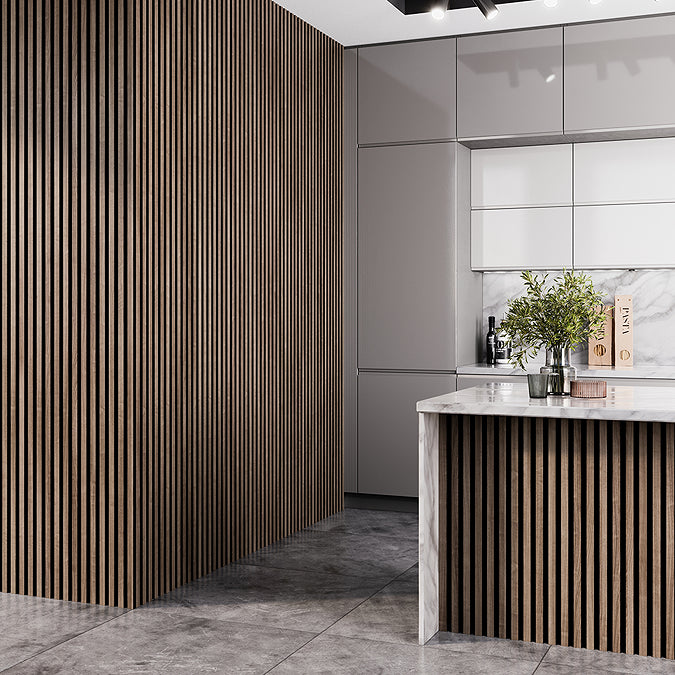 ProWarm Waterproof Slatted Wood Wall Panel (Pack of 3) - 2400mm x 170mm x 19mm