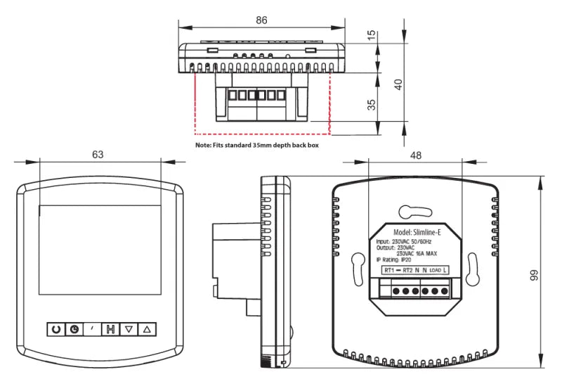 Heatmiser Slimline-E Programmable Thermostat V3