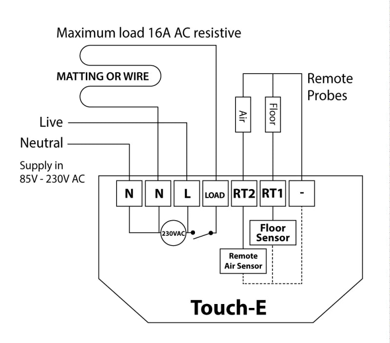 Heatmiser Touch-E Programmable Touchscreen Thermostat