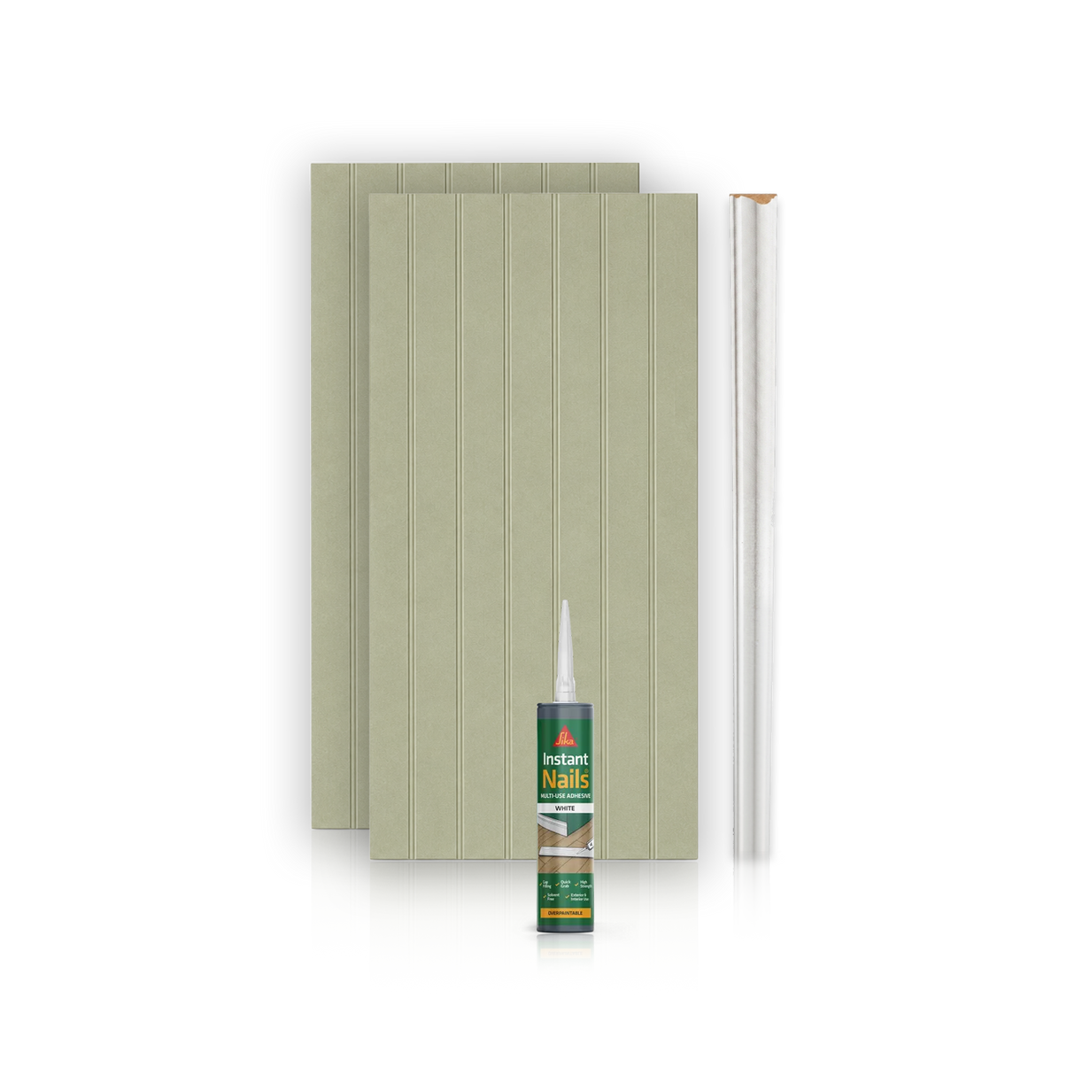 1.2m Tongue and Groove Wall Panel Kit - Water Resistant MDF - Includes panels, trim and adhesive