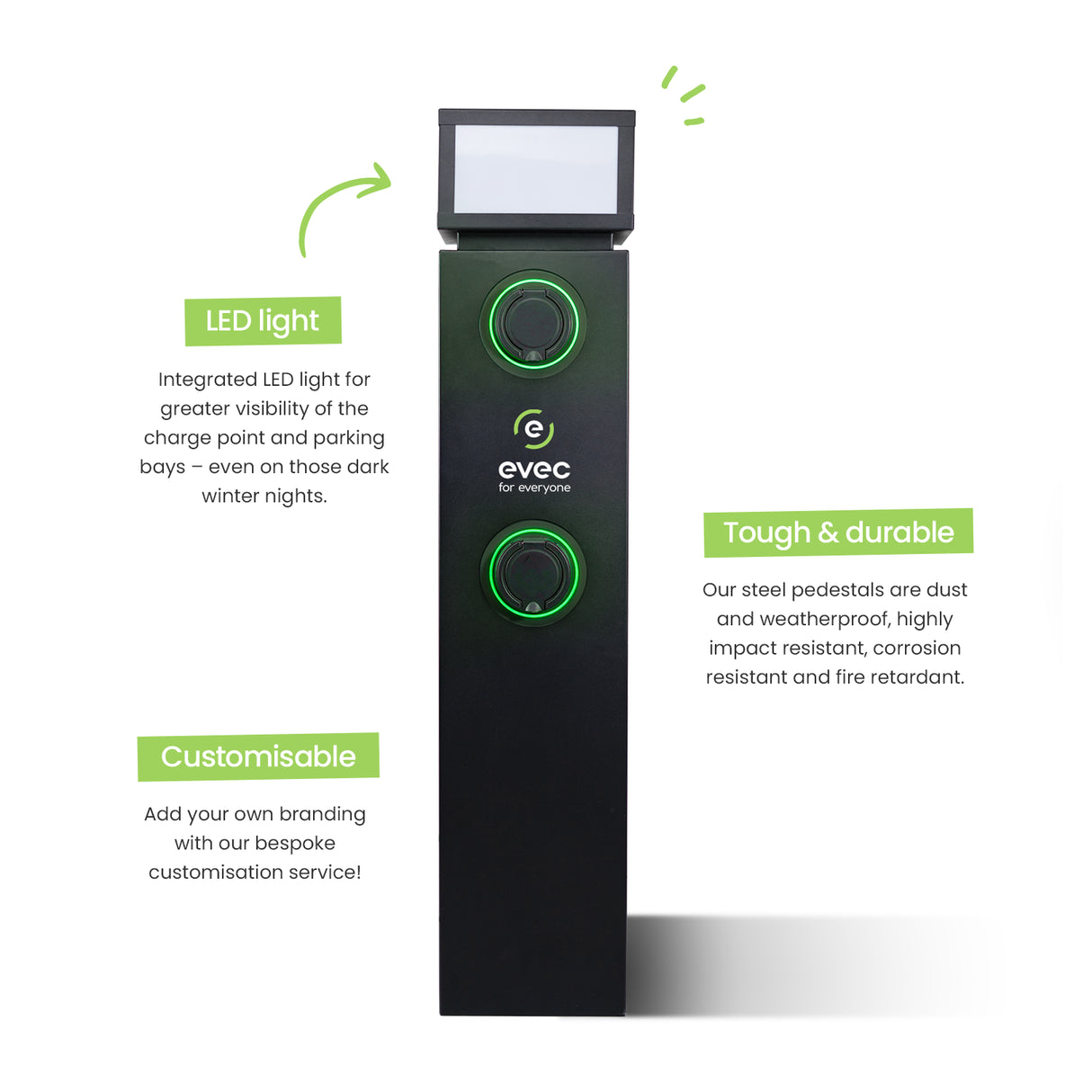 Evec Pedestal EV Charger 7.4kW Dual Socket (EDP01)