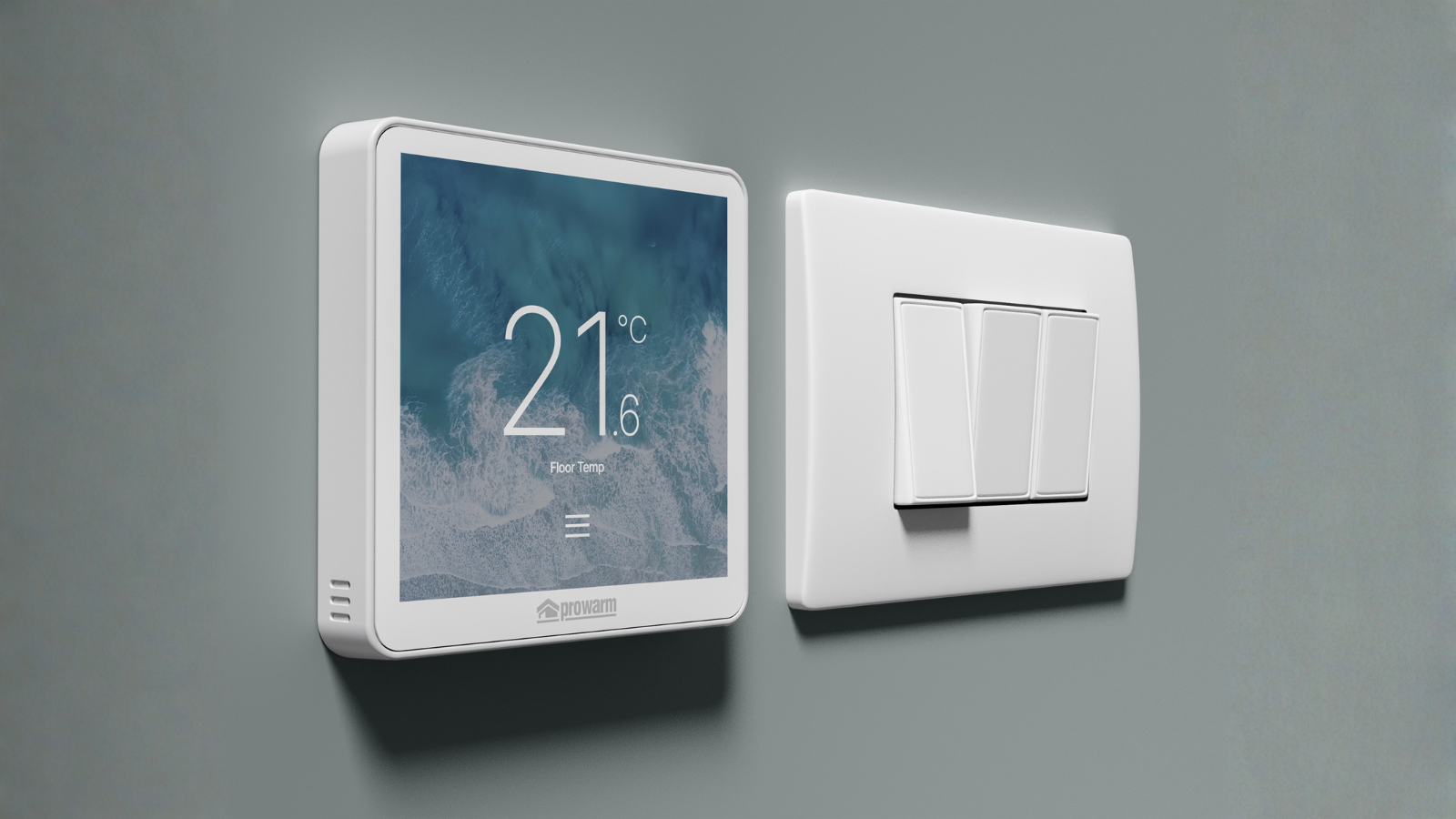ProWarm smart underfloor heating thermostat showing floor temperature control