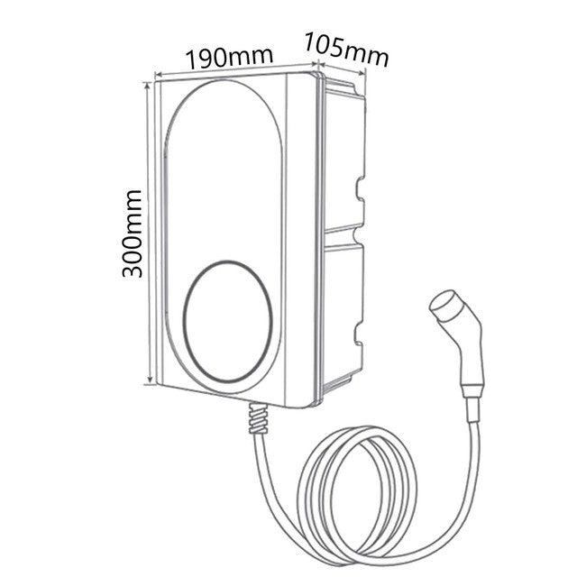 Evec EV Charger 7.4kW Single Phase, Tethered Cable (VEC03)