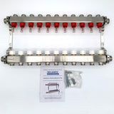 Reliance 11-Port Underfloor Heating Manifold – 304 Stainless Steel UFH Manifold with Taconova Flow Meters, Multi-Zone Heating System (BS EN 1264-4)