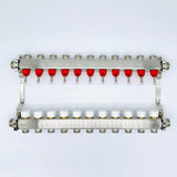 Reliance 11-Port Underfloor Heating Manifold – 304 Stainless Steel UFH Manifold with Taconova Flow Meters, Multi-Zone Heating System (BS EN 1264-4)