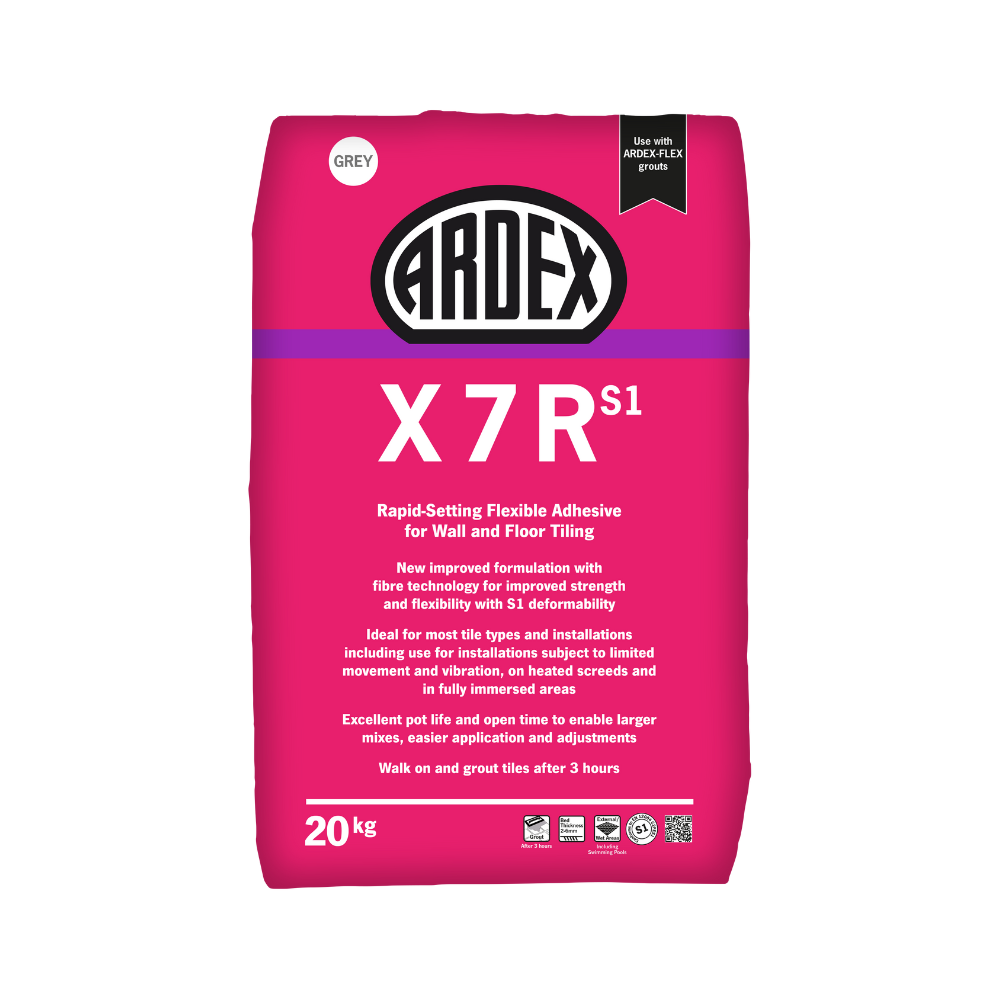 Ardex X 7 R S1 - Flexible Rapid Set Tile Adhesive - FULL PALLET 50 X 20kg Bags