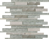 Kenton Silver Glass/Stone/Metal Mix Offset Linear Mosaic Tile - 300mm x 310mm x 8mm (Covers 0.09m2)