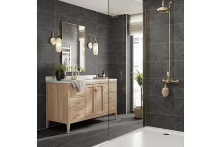 Leyburn Anthracite Matt Porcelain Wall & Floor Tile 300mm X 600mm X 9mm - Pack Of 7 - Covers 1.26m2