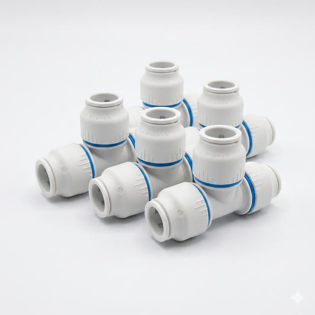 Plumbright White Plastic Push-Fit 22mm Equal Tee 5 Pack