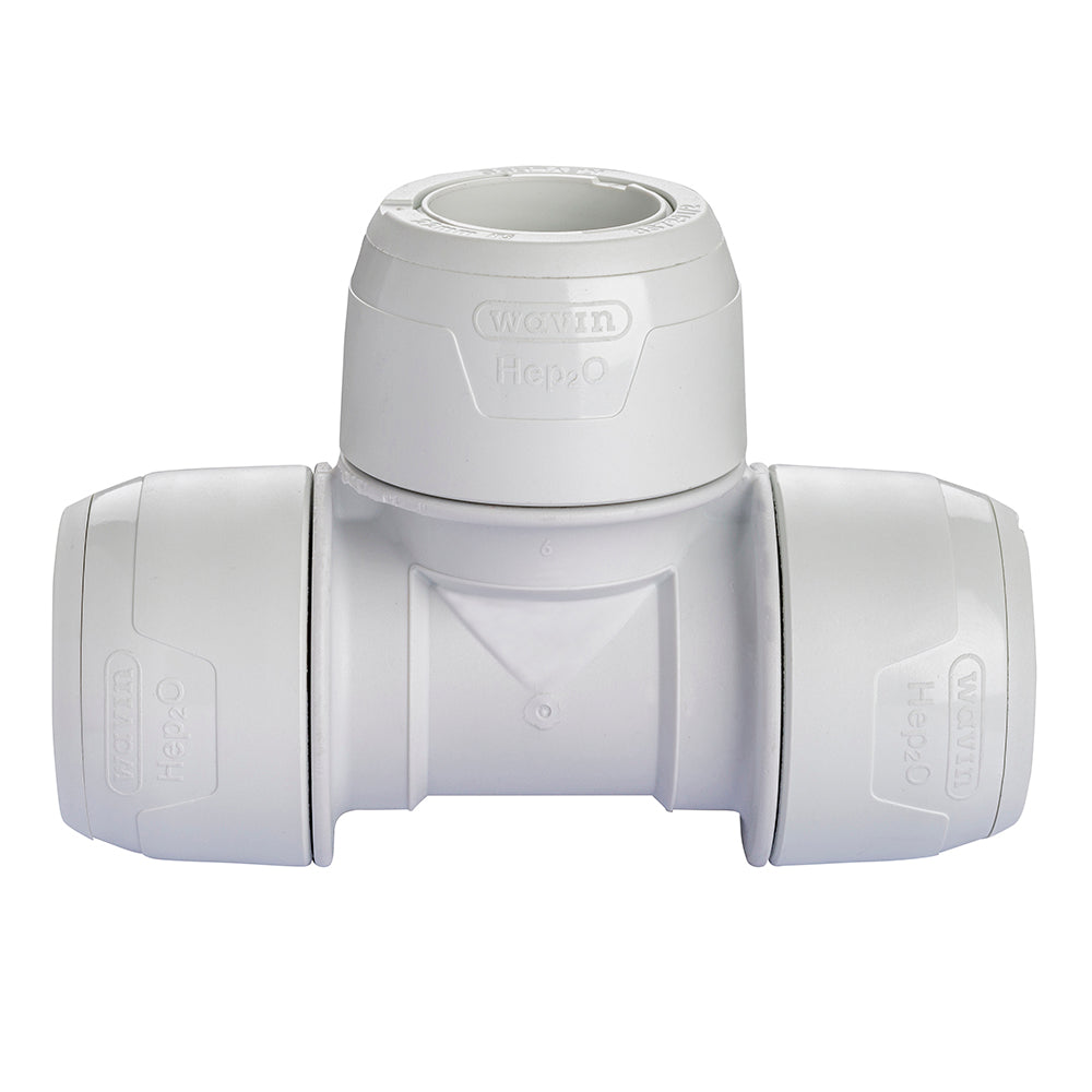 Hep2O Keyless Equal Tee 22mm White Plastic Plumbing Fitting KL10-22 Pack of 10