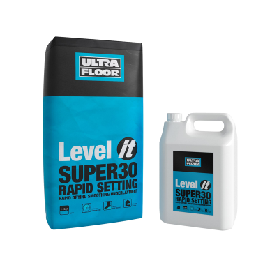 UltraFloor Level IT Super30 Rapid Setting and Drying Two Part Smoothing Underlayment - Pallet of 48 Bags/Bottles