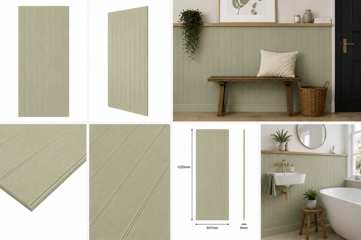 Tongue and Groove Wall Panel Kit - Water Resistant MDF - Includes panels, trim and adhesive
