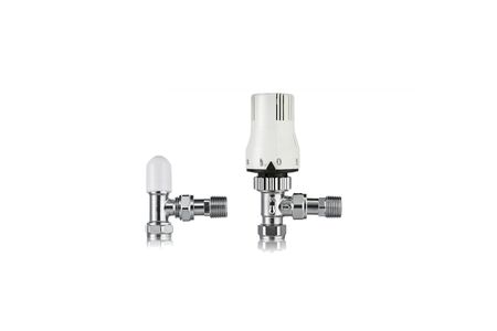 Angled Thermostatic Radiator Valve - Lockshield Pack 15mm x 12.7mm