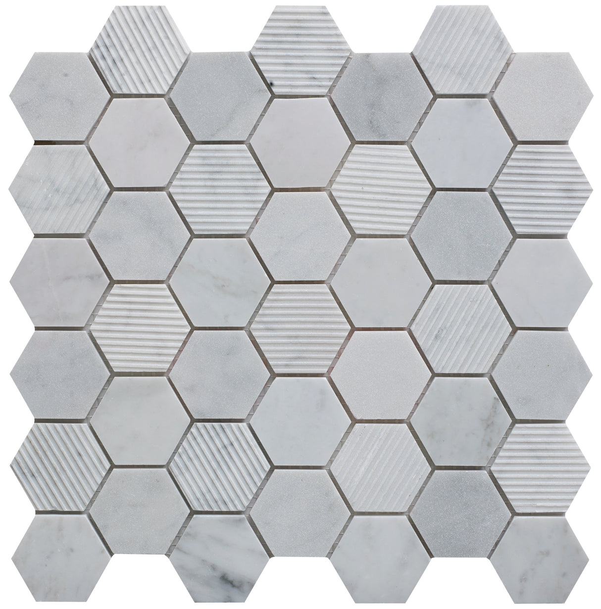 Fog Stone Hexagon Marble Mosaic Tile - 300mm x 300mm x 8mm (Covers 0.09m2)