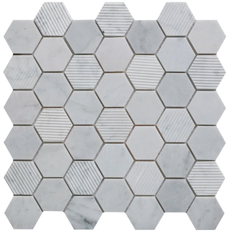 Fog Stone Hexagon Marble Mosaic Tile - 300mm x 300mm x 8mm (Covers 0.09m2)