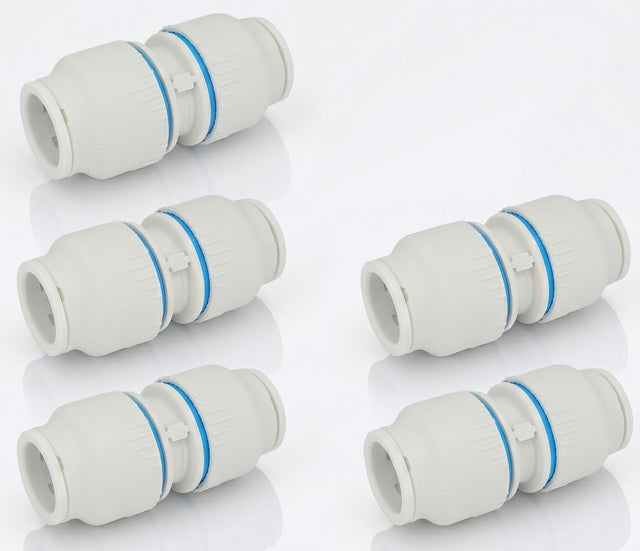 Plumbright White Plastic Push-Fit 22mm Straight Coupler 5 Pack