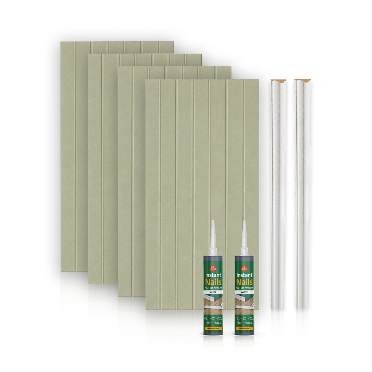 Tongue and Groove Wall Panel Kit - Water Resistant MDF - Includes panels, trim and adhesive