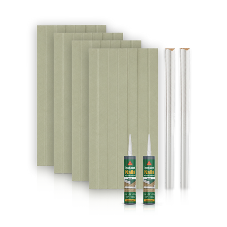 2.4m Tongue and Groove Wall Panel Kit - Water Resistant MDF - Includes panels, trim and adhesive