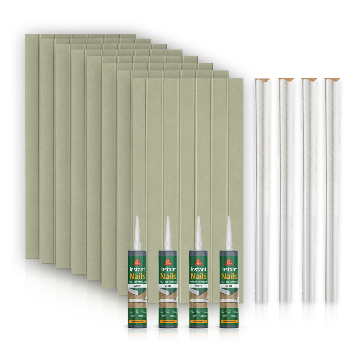 Tongue and Groove Wall Panel Kit - Water Resistant MDF - Includes panels, trim and adhesive
