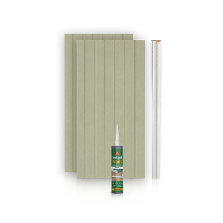 1.2m Tongue and Groove Wall Panel Kit - Water Resistant MDF - Includes panels, trim and adhesive